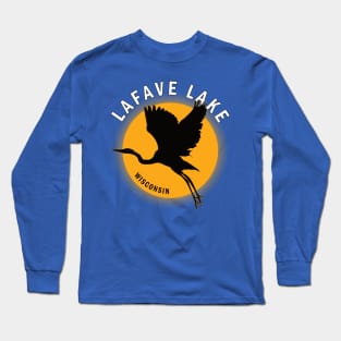LaFave Lake in Wisconsin Heron Sunrise Long Sleeve T-Shirt